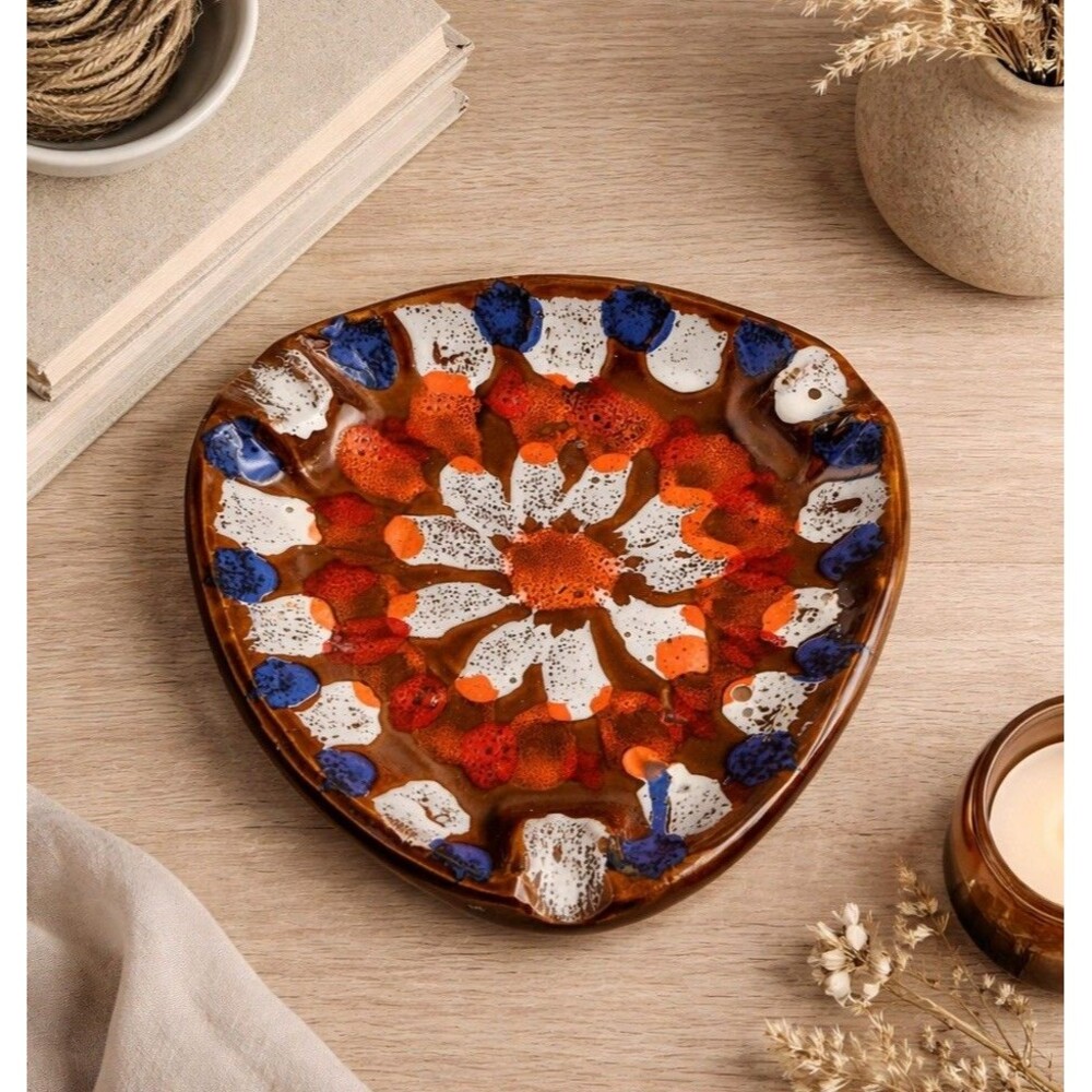 Vintage Italian Fat Lava Drip Glaze Art Pottery Catchall Dish MCM Italy Ashtray